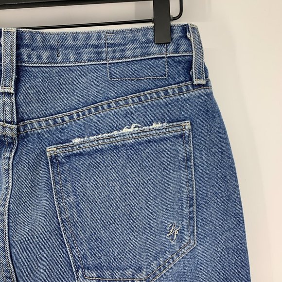 Lovers + Friends Jeans Logan High Rise Tapered Blue Distressed Hollywood - Picture 9 of 12